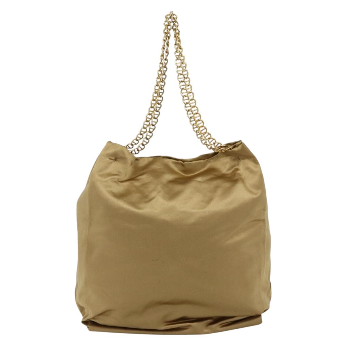 PRADA Chain Tote Bag Satin Gold