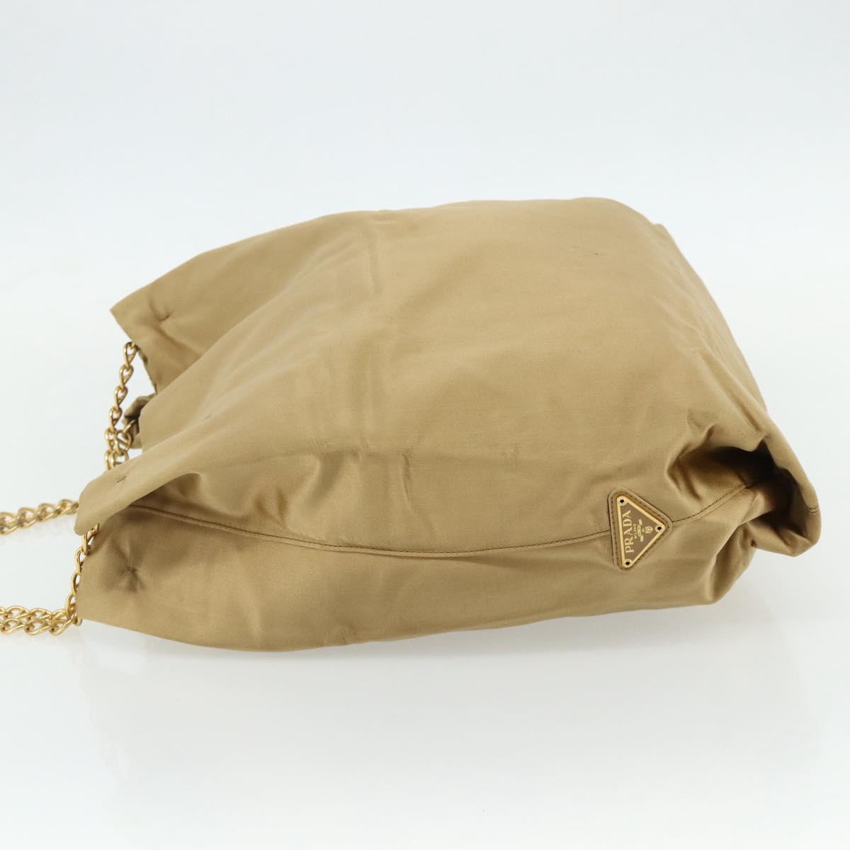 PRADA Chain Tote Bag Satin Gold