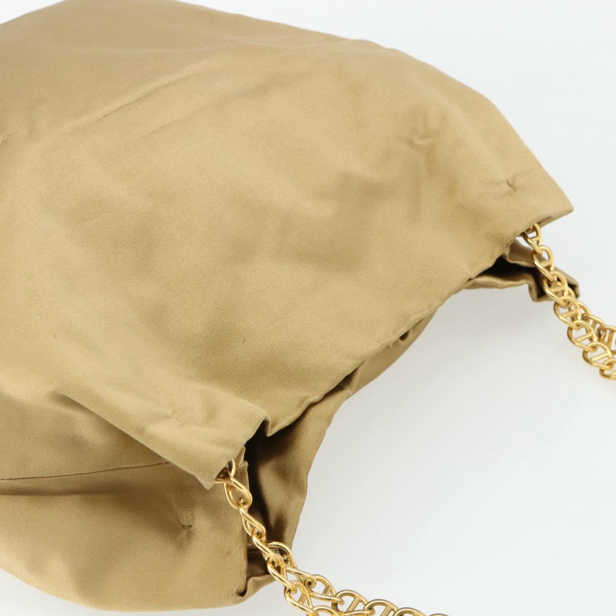 PRADA Chain Tote Bag Satin Gold