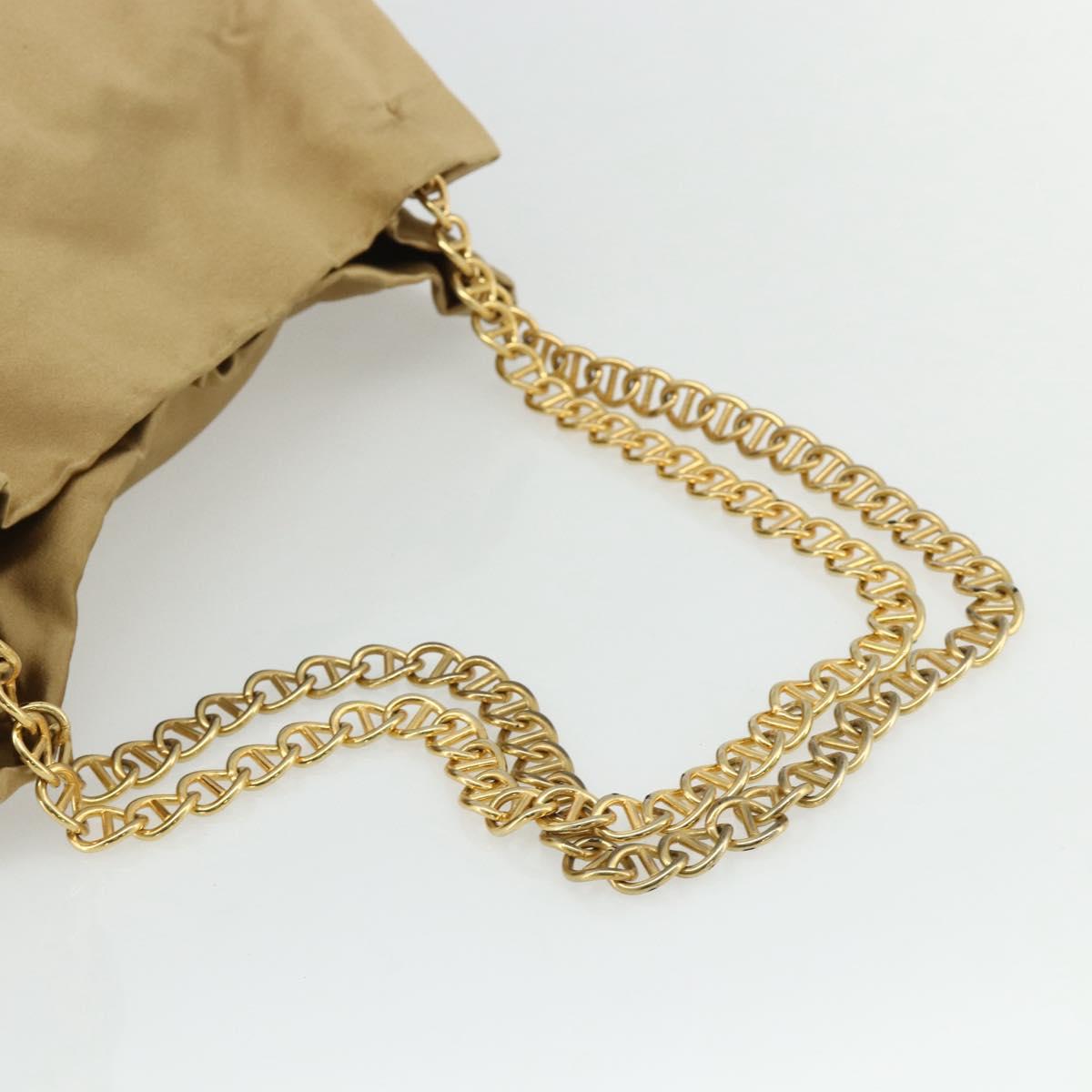 PRADA Chain Tote Bag Satin Gold