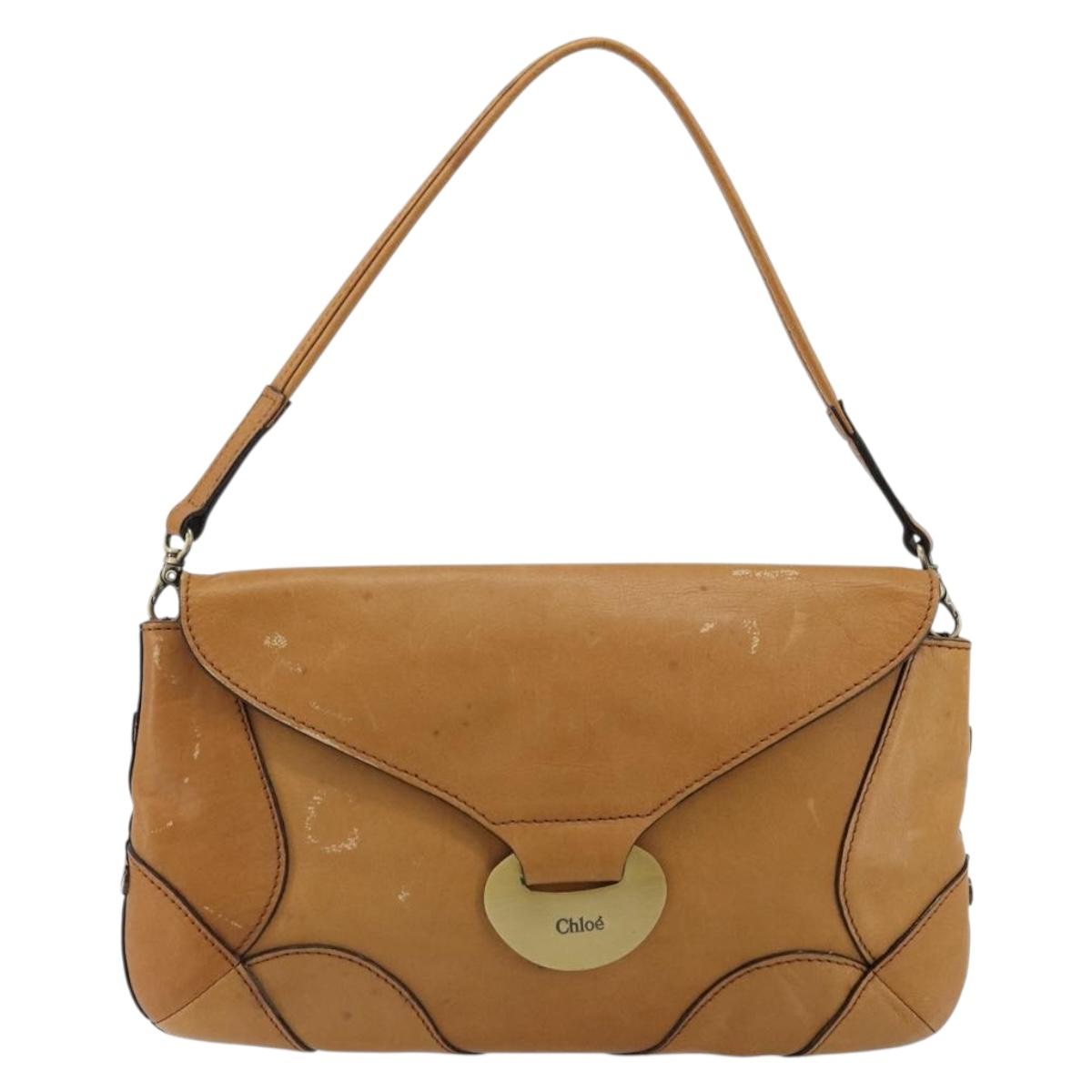 Chloe Shoulder Bag Leather Beige Gold