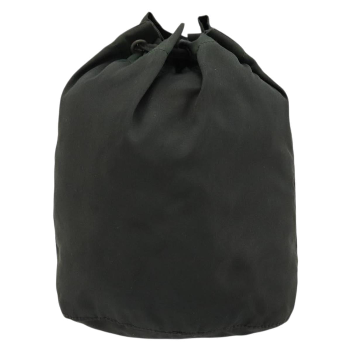 PRADA Drawstring Pouch Nylon Khaki Silver