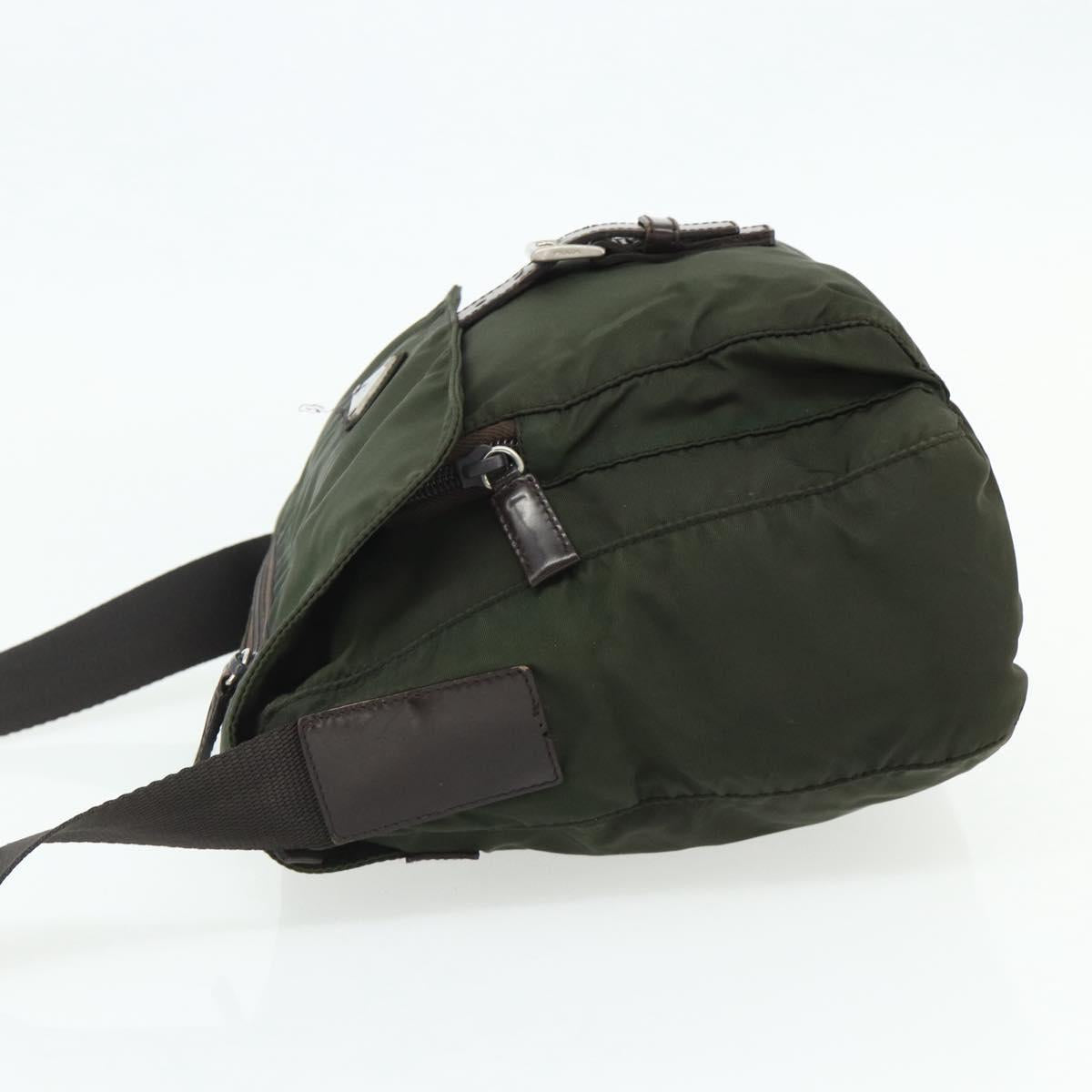 PRADA Shoulder Bag Nylon Khaki Silver