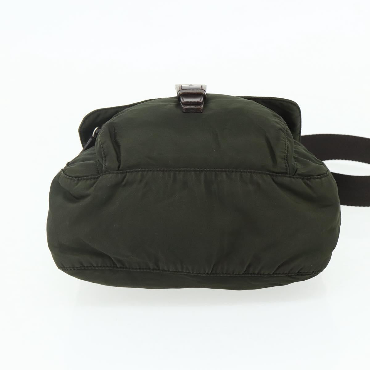 PRADA Shoulder Bag Nylon Khaki Silver
