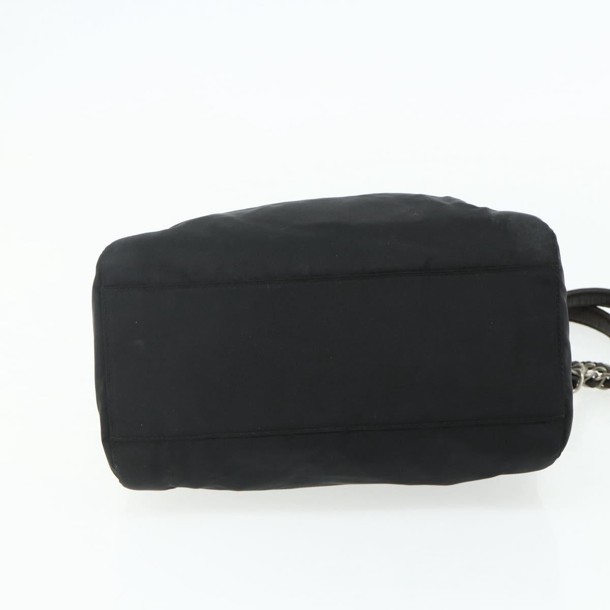 PRADA Chain Tote Bag Nylon Black Silver