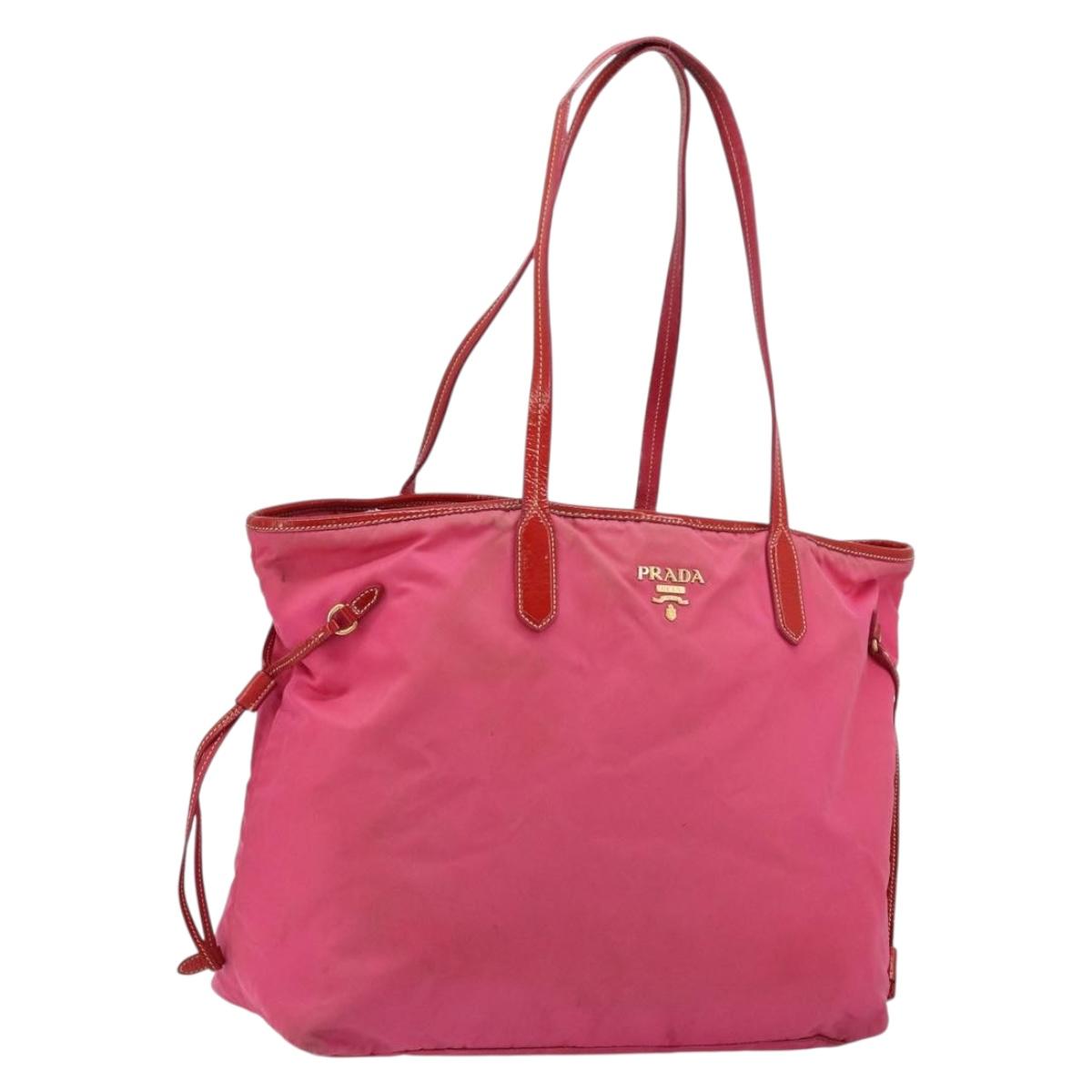 PRADA Tote Bag Nylon Pink Gold