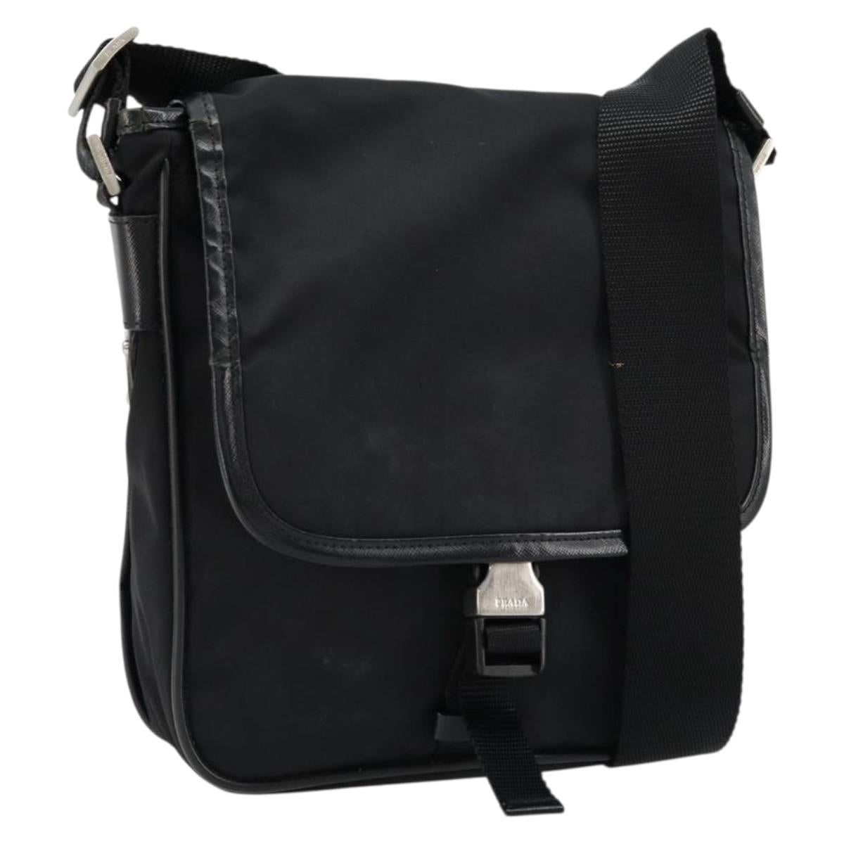 PRADA Shoulder Bag Nylon Black Silver