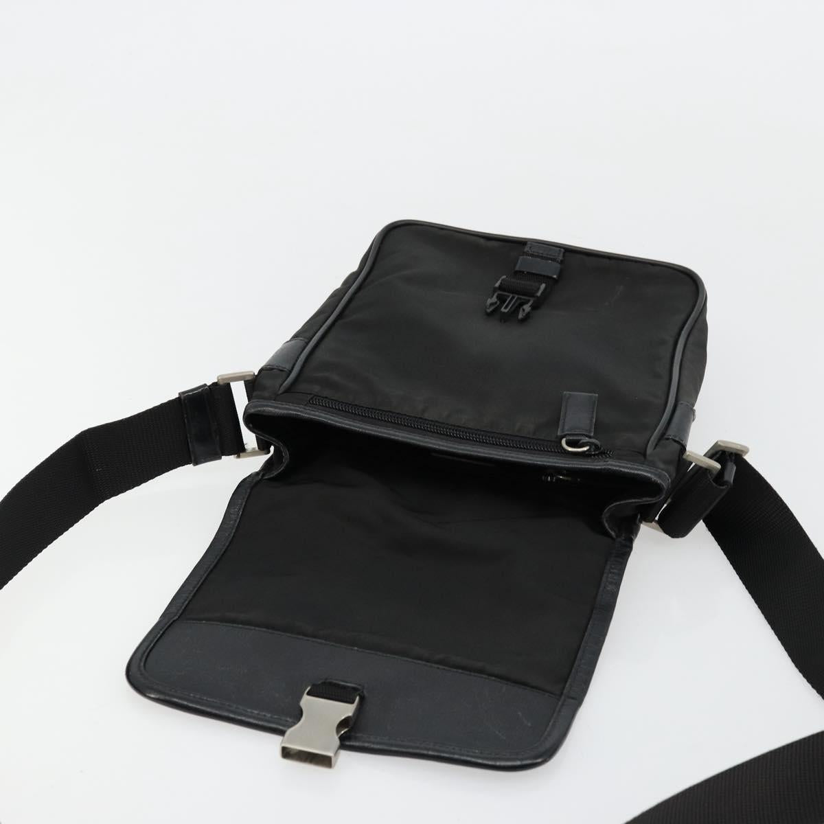 PRADA Shoulder Bag Nylon Black Silver