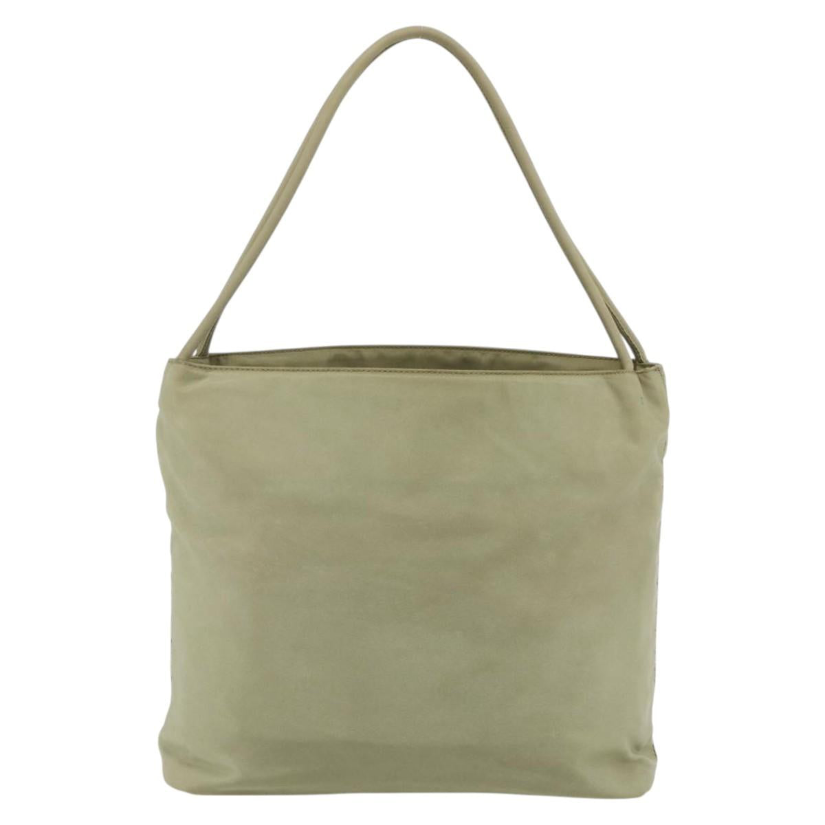 PRADA Hand Bag Nylon Beige Silver