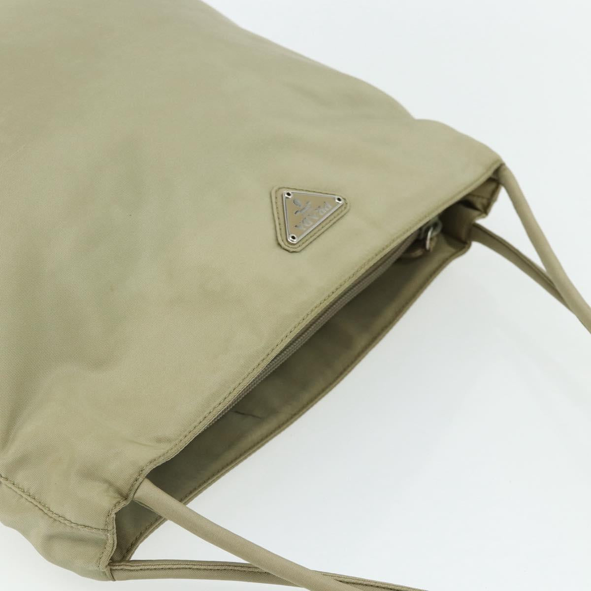 PRADA Hand Bag Nylon Beige Silver