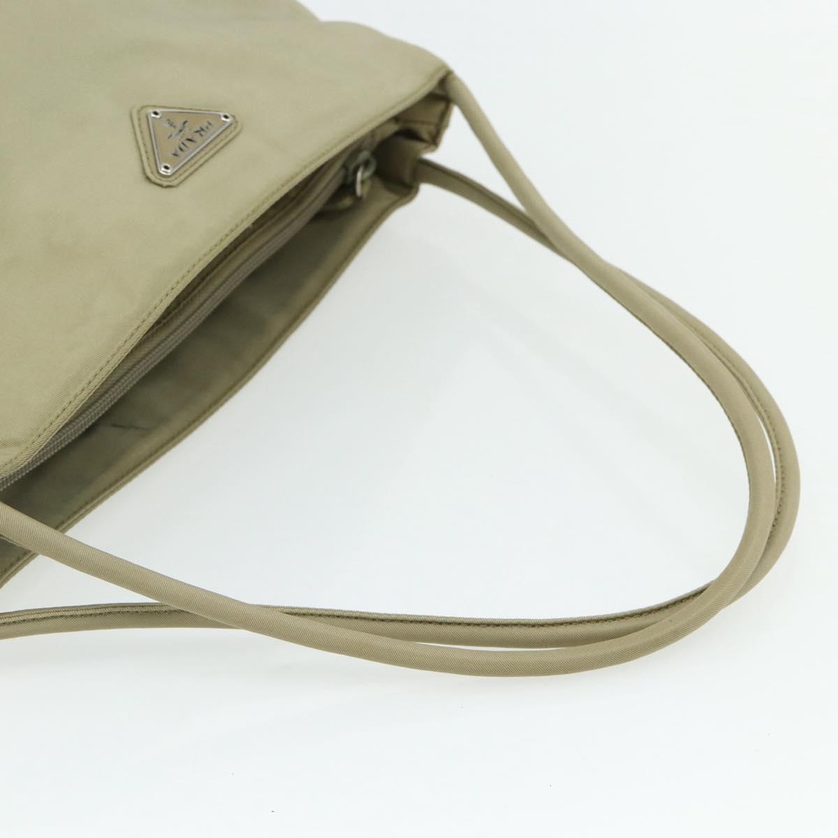 PRADA Hand Bag Nylon Beige Silver