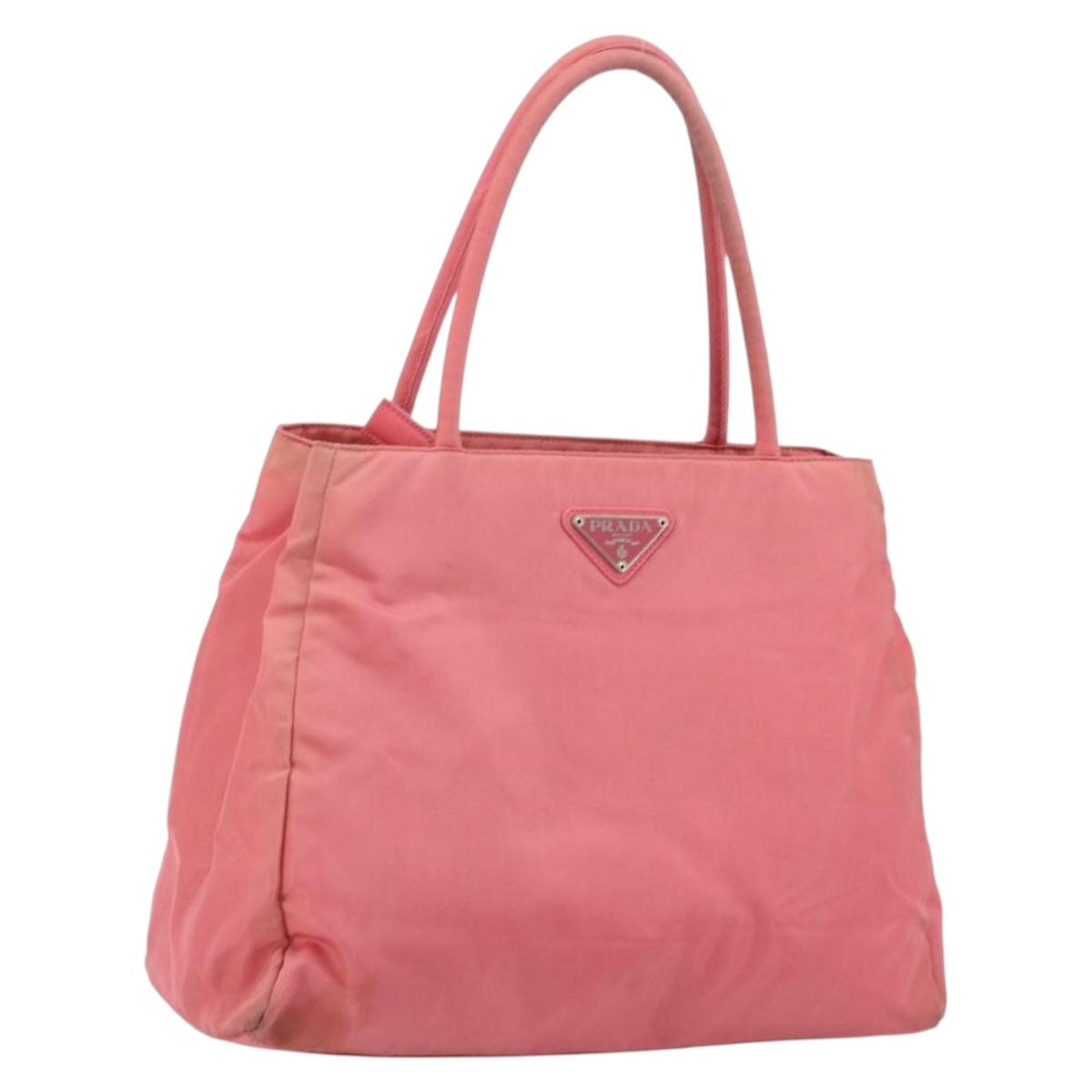 PRADA Hand Bag Nylon Pink Silver