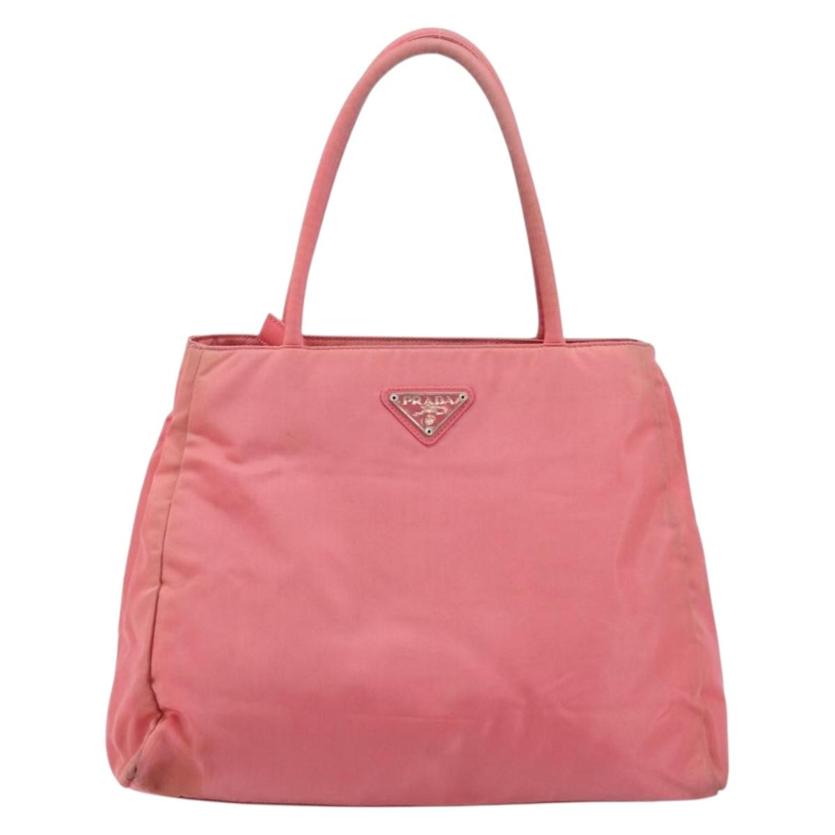 PRADA Hand Bag Nylon Pink Silver