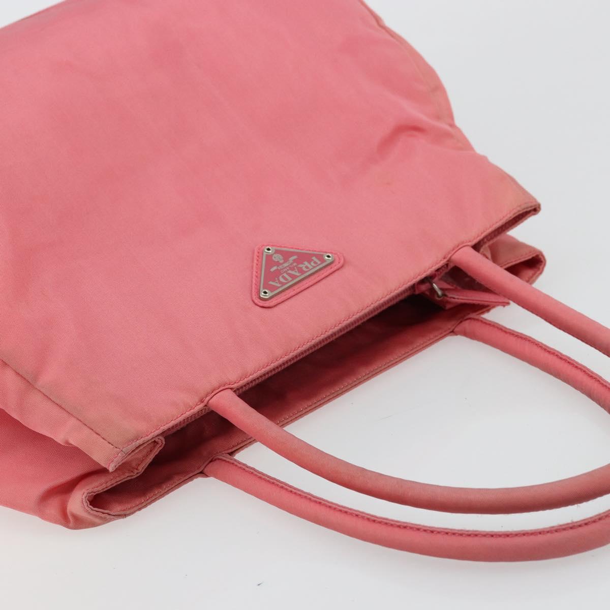 PRADA Hand Bag Nylon Pink Silver