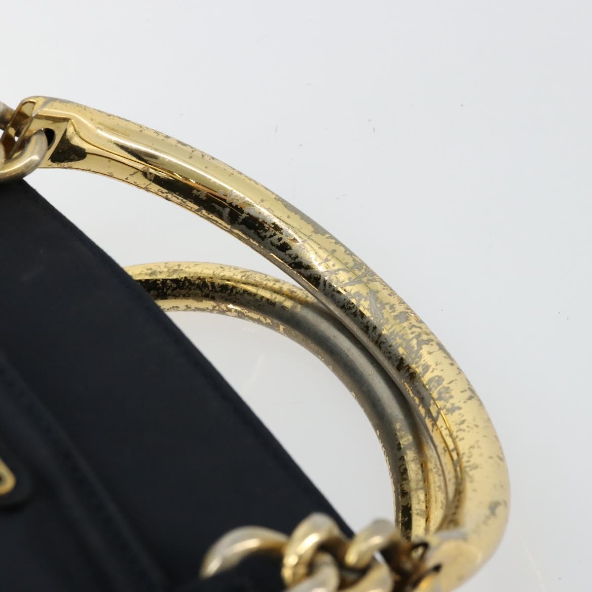 PRADA Chain Hand Bag Nylon Navy Gold
