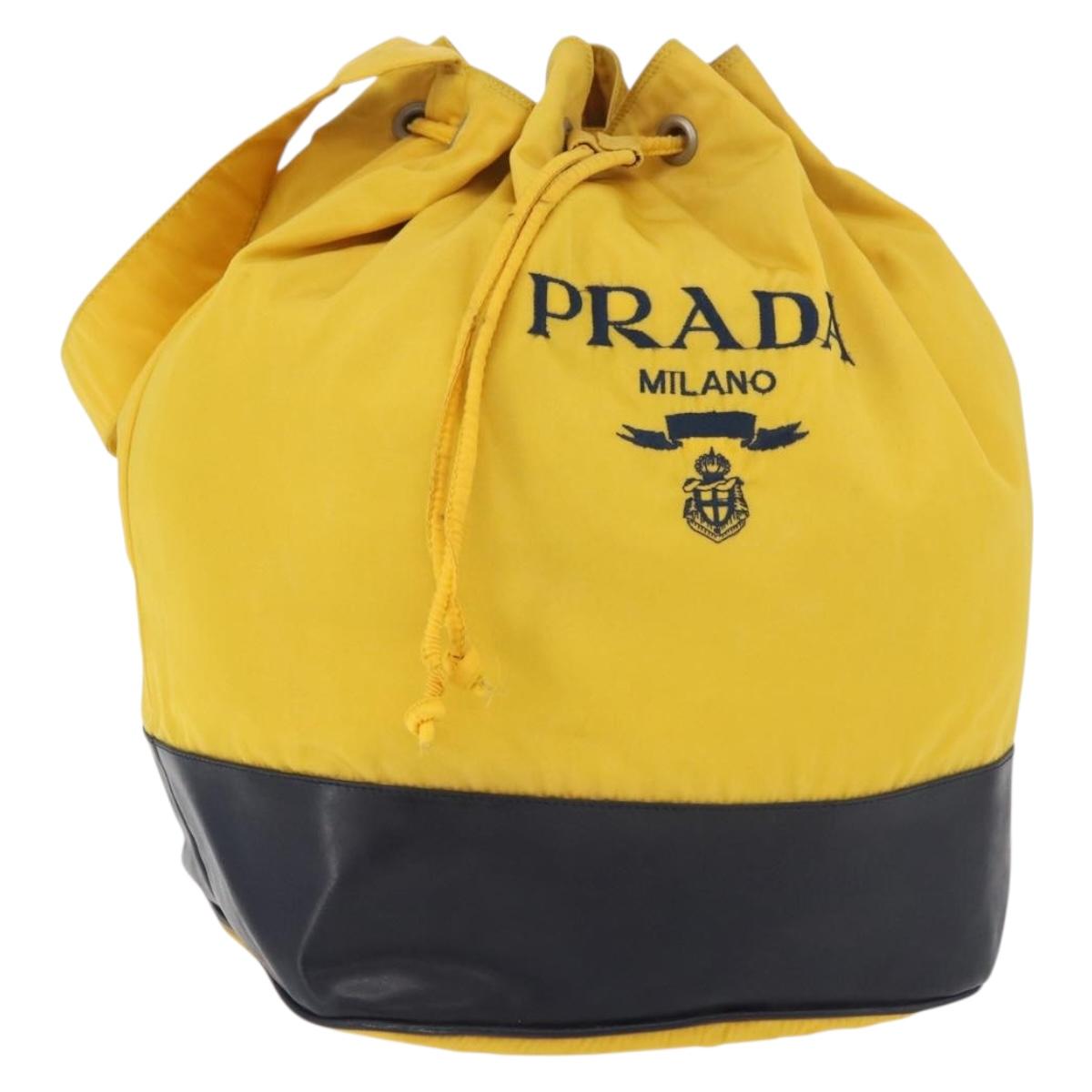 PRADA Shoulder Bag Nylon Yellow Silver