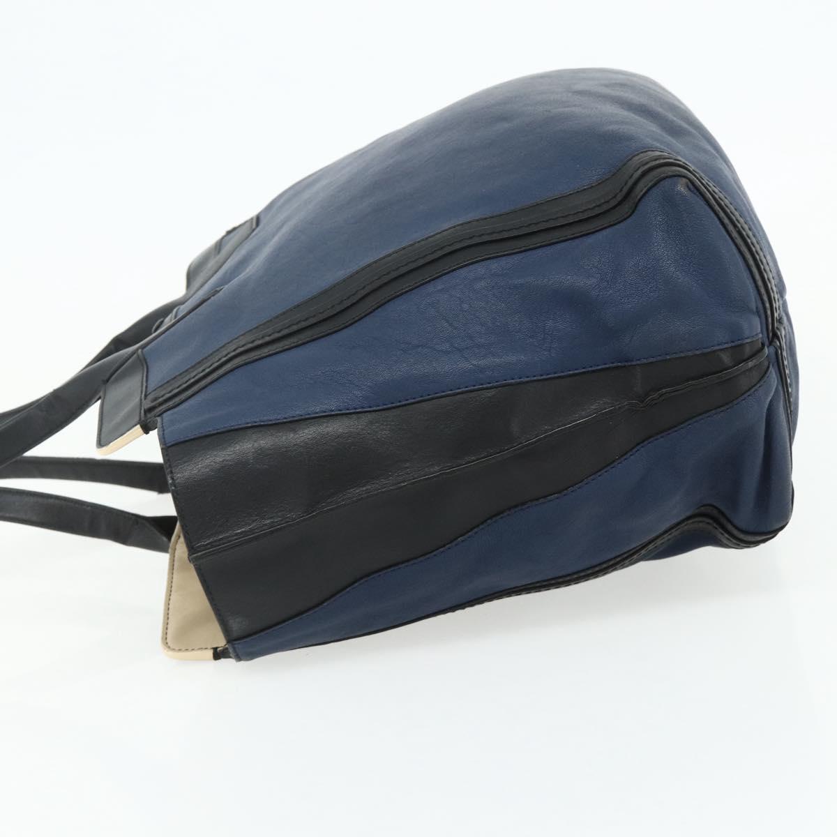 Chloe Tote Bag Leather Navy Gold