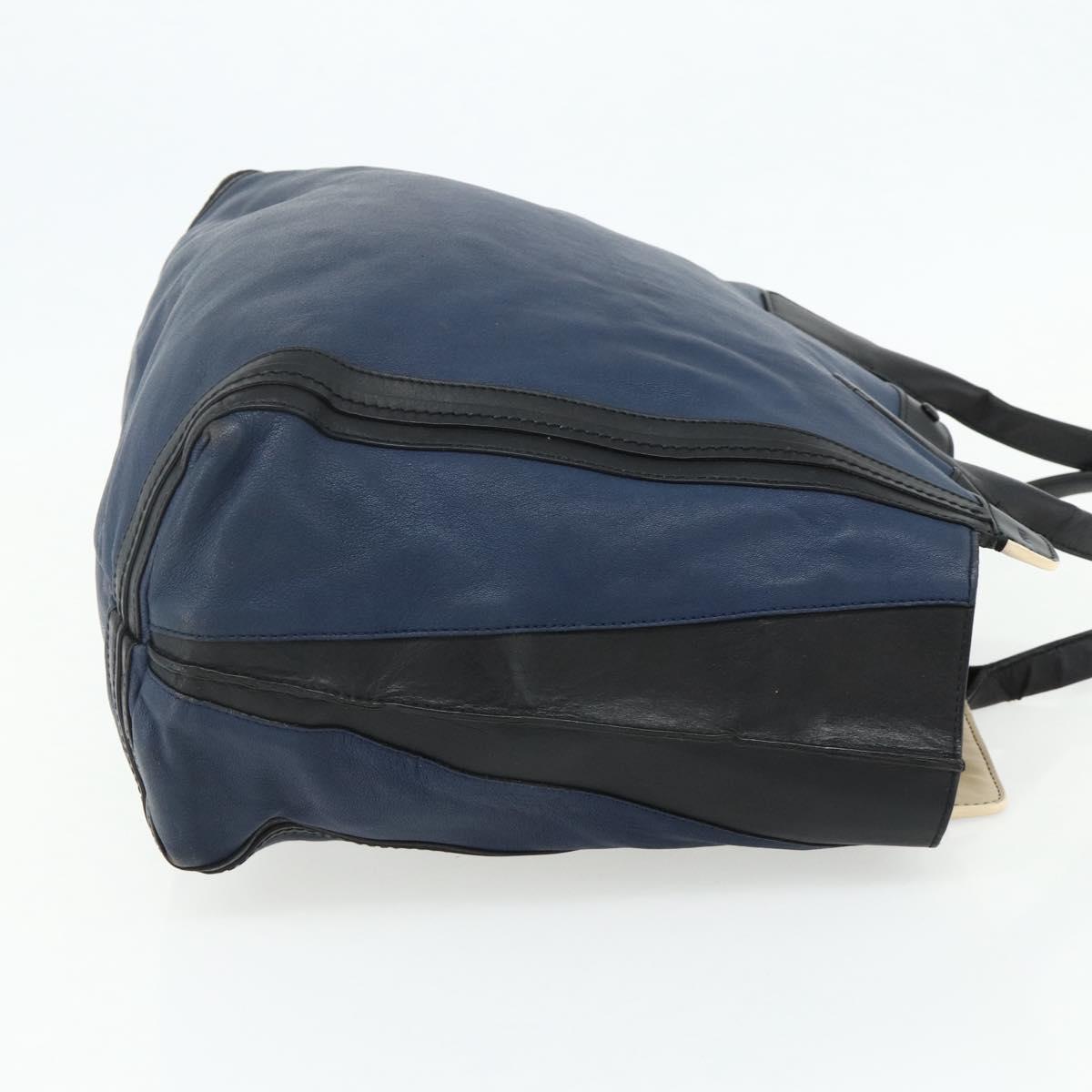 Chloe Tote Bag Leather Navy Gold