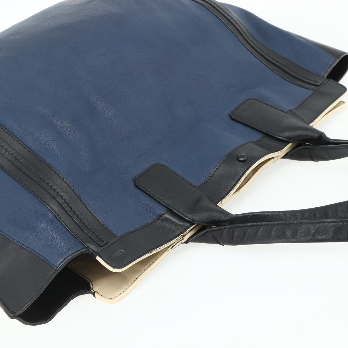 Chloe Tote Bag Leather Navy Gold