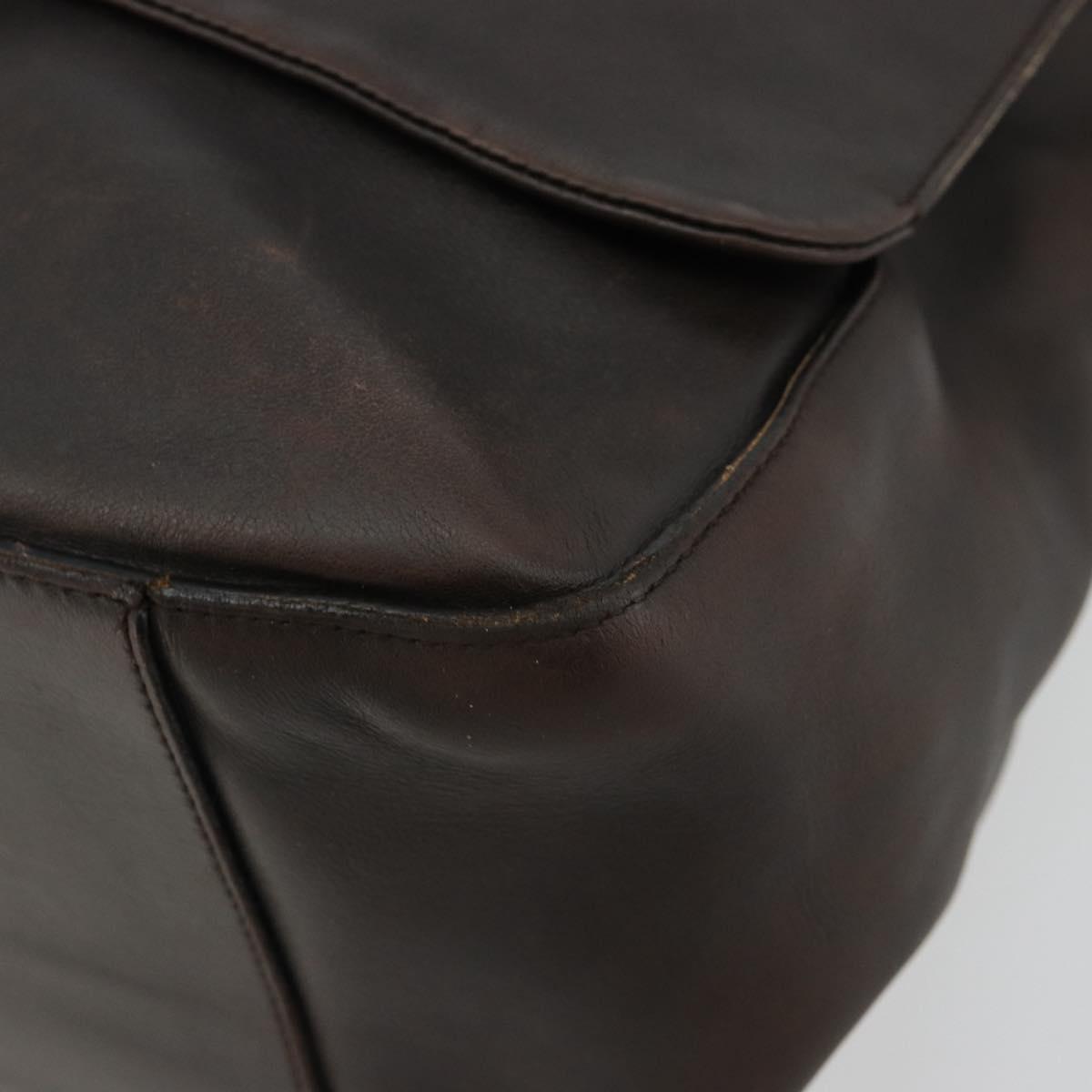 PRADA Shoulder Bag Leather Brown Silver
