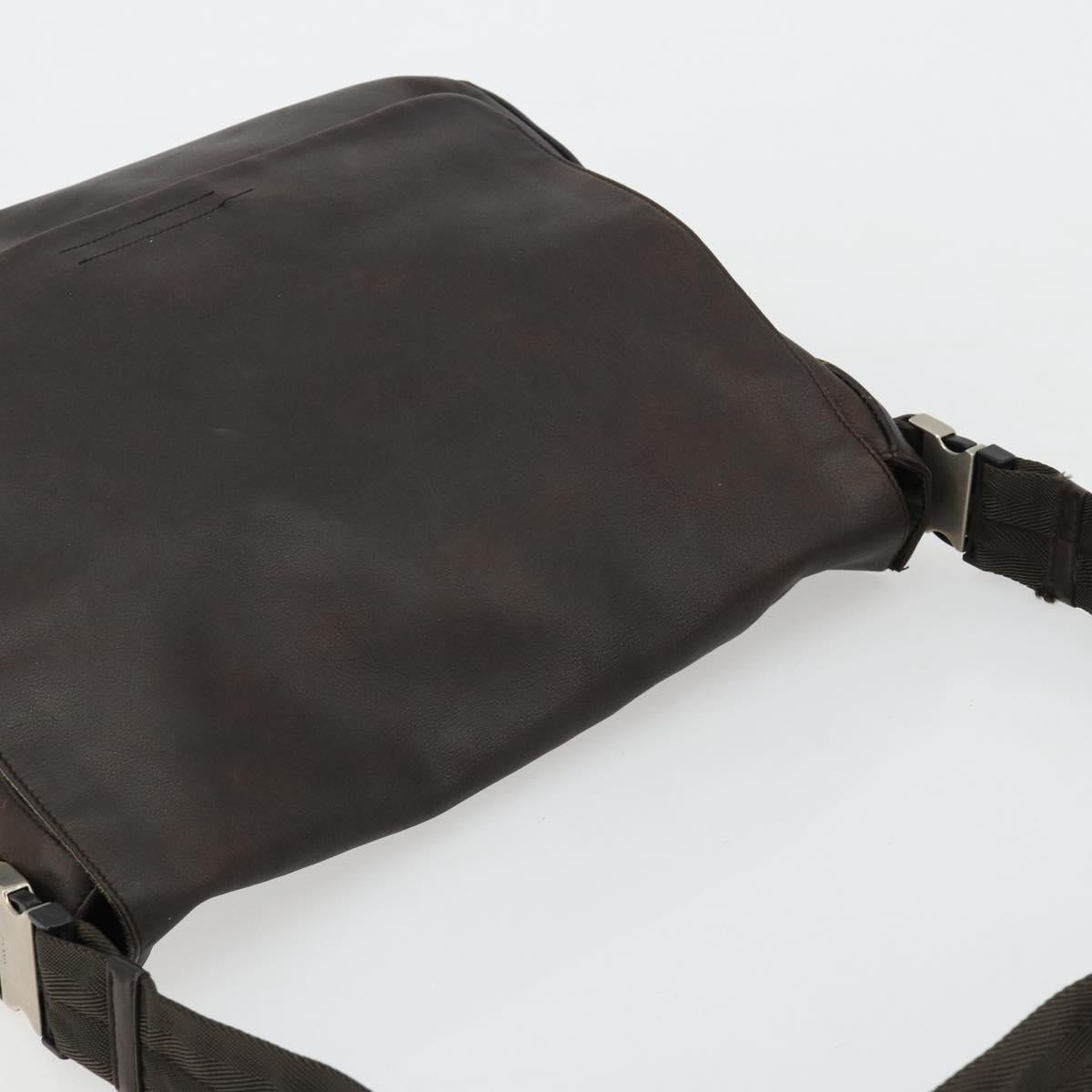 PRADA Shoulder Bag Leather Brown Silver