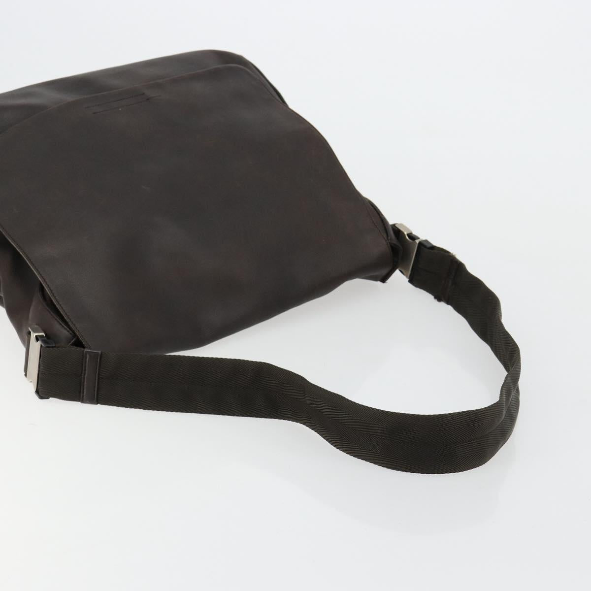 PRADA Shoulder Bag Leather Brown Silver