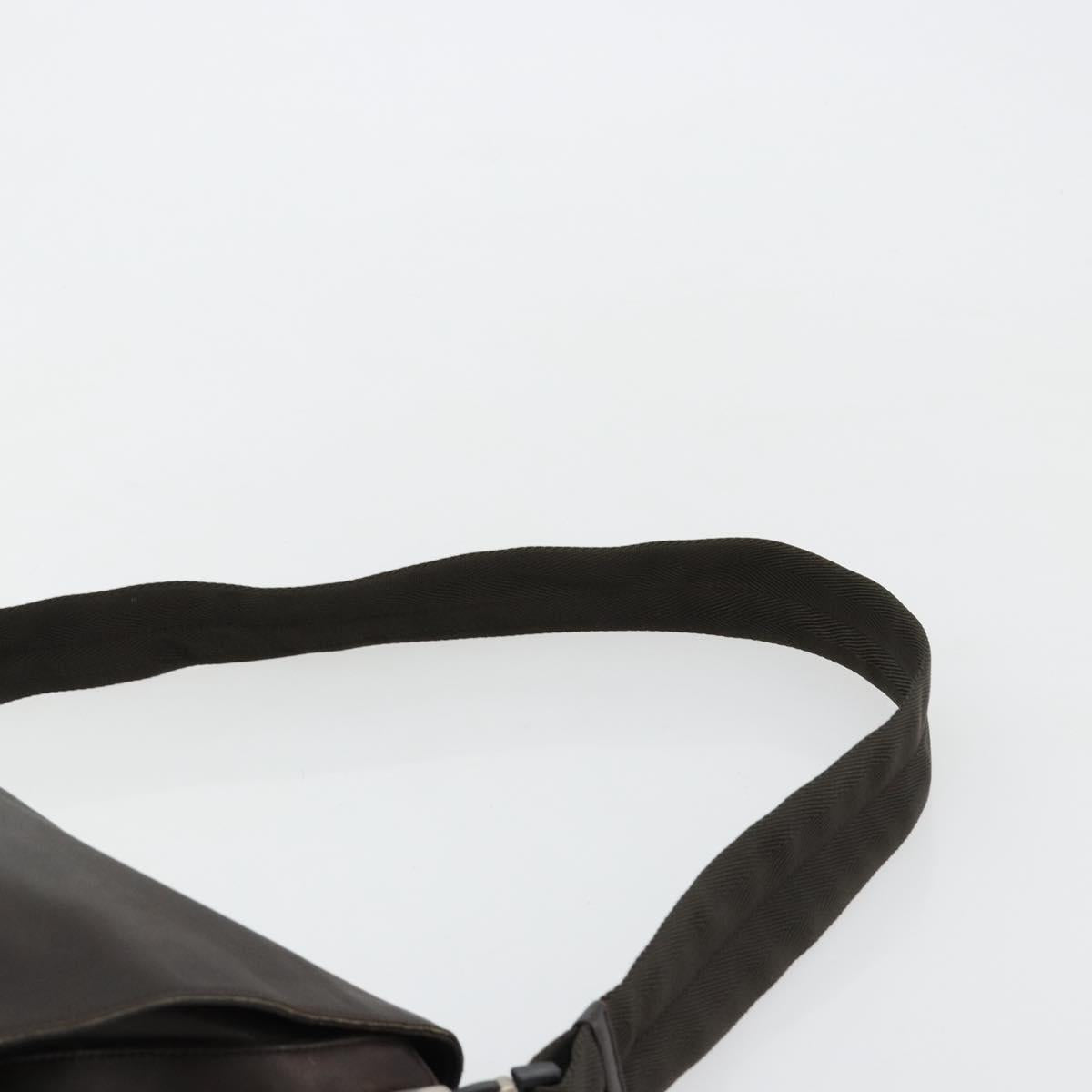 PRADA Shoulder Bag Leather Brown Silver