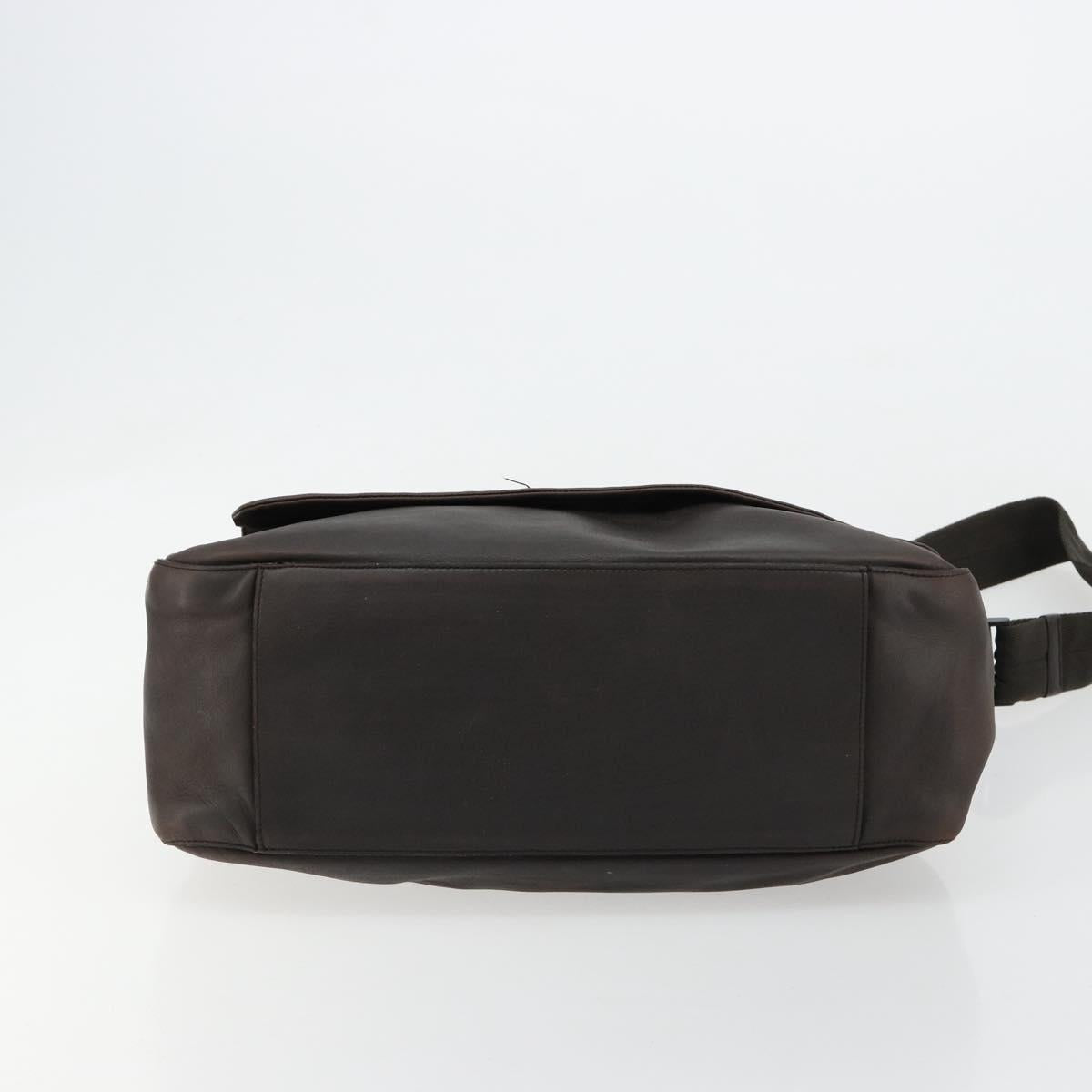 PRADA Shoulder Bag Leather Brown Silver