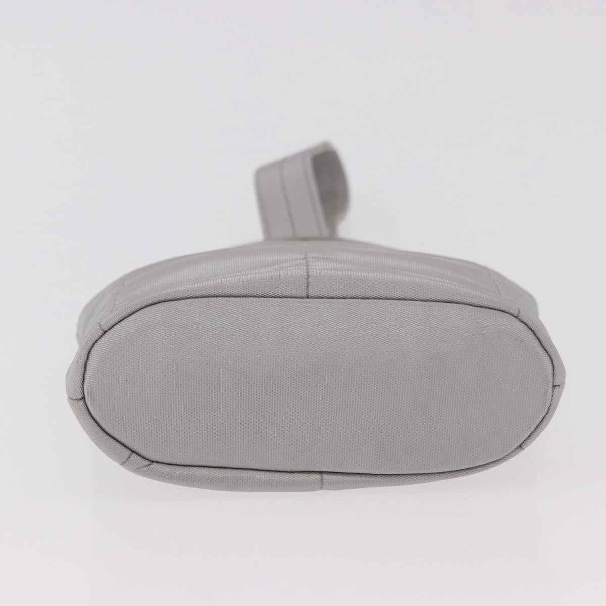 CHANEL Hand Pouch Nylon Silver CC