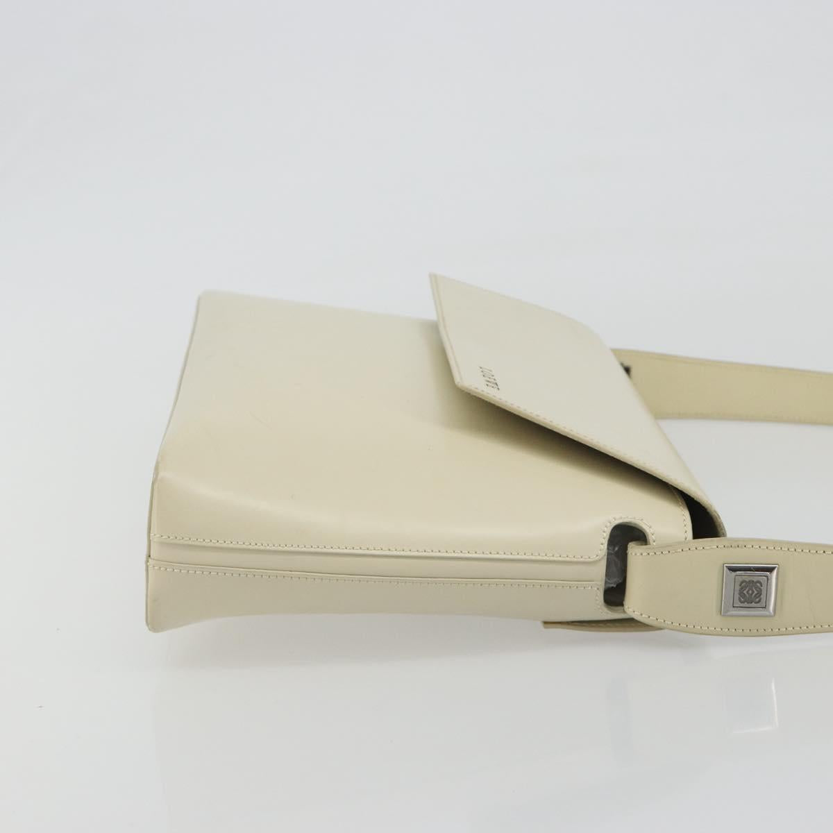 LOEWE Hand Bag Patent Beige Silver