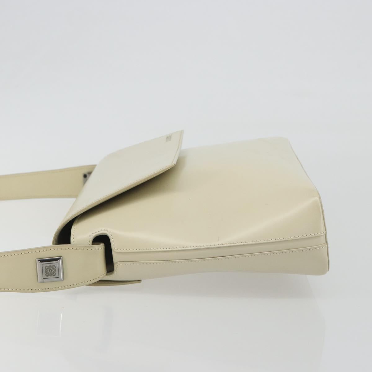 LOEWE Hand Bag Patent Beige Silver