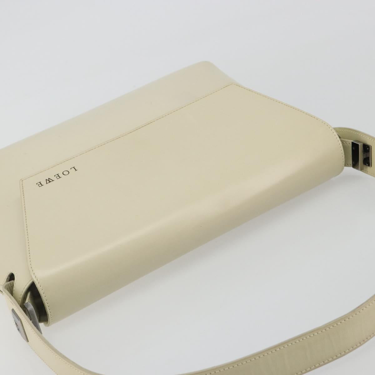 LOEWE Hand Bag Patent Beige Silver