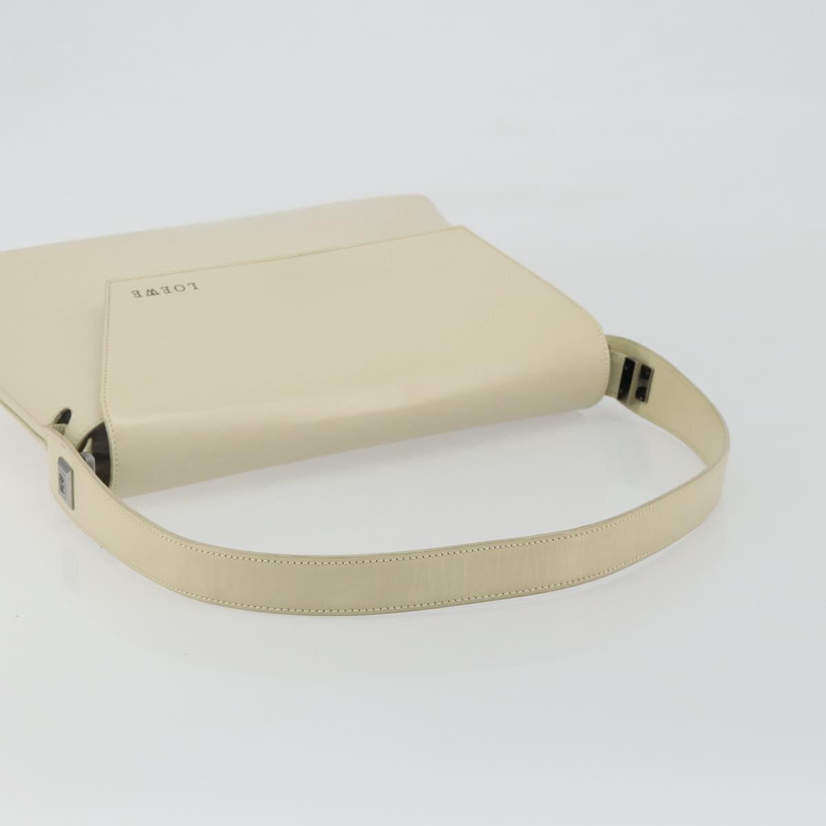 LOEWE Hand Bag Patent Beige Silver
