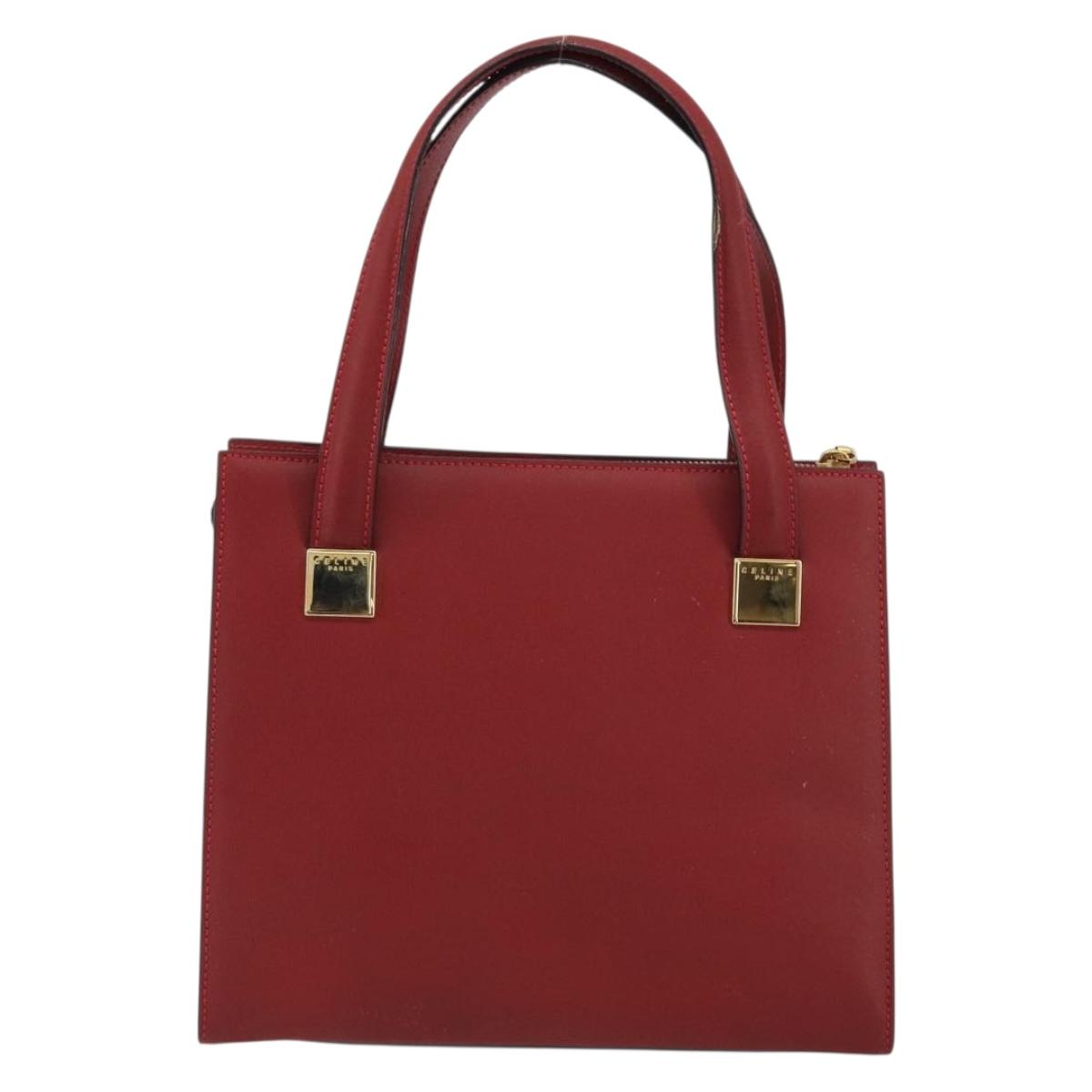 CELINE Hand Bag Leather Red Gold