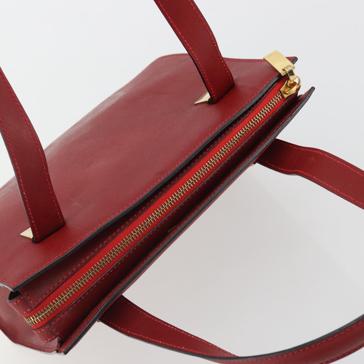 CELINE Hand Bag Leather Red Gold