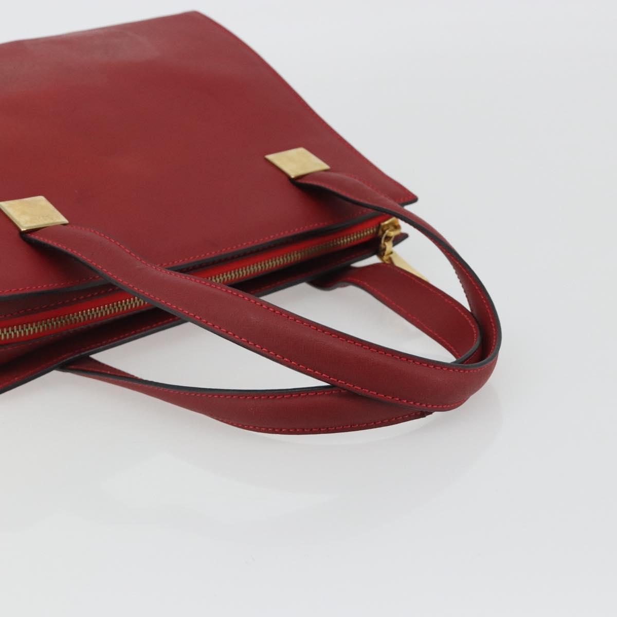 CELINE Hand Bag Leather Red Gold
