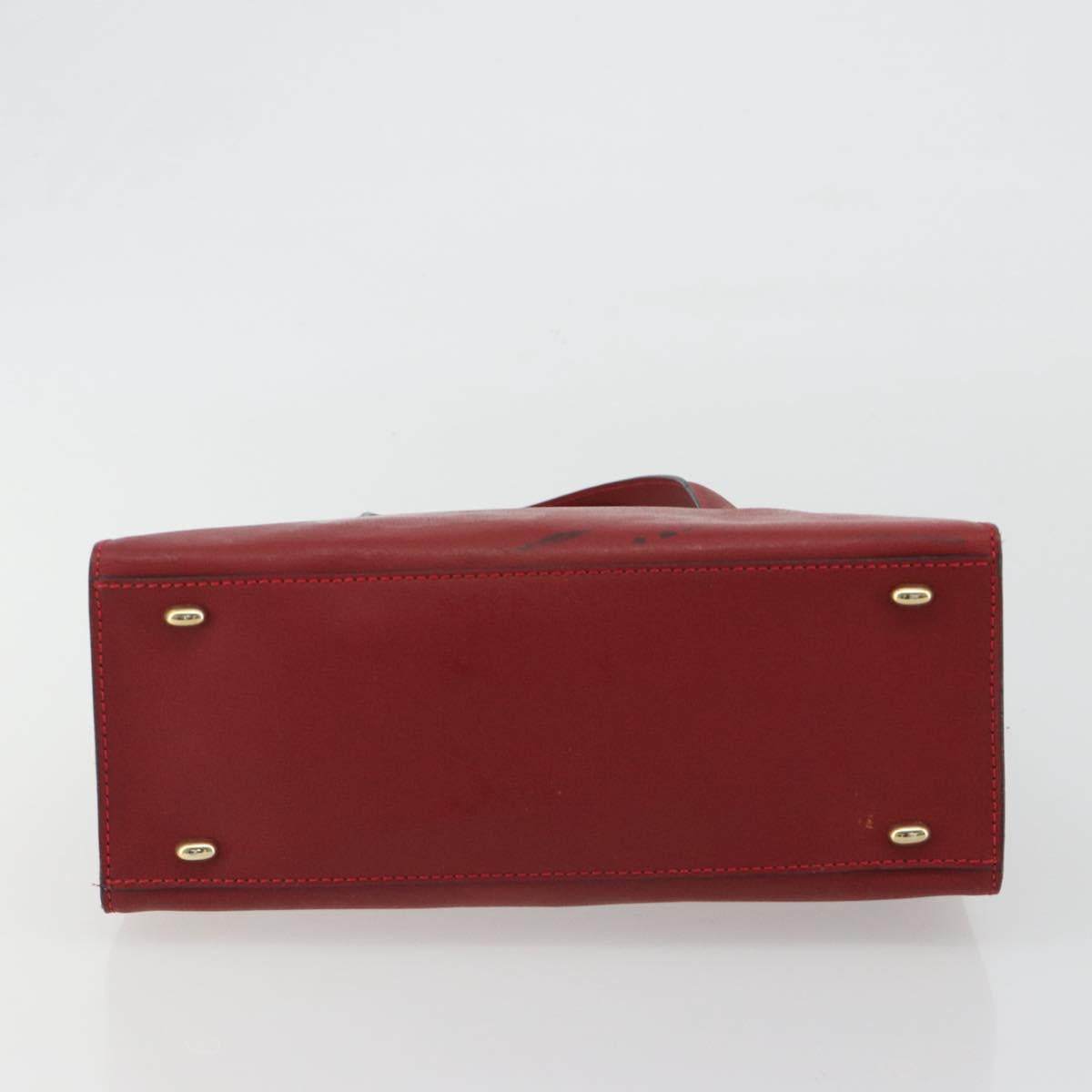 CELINE Hand Bag Leather Red Gold