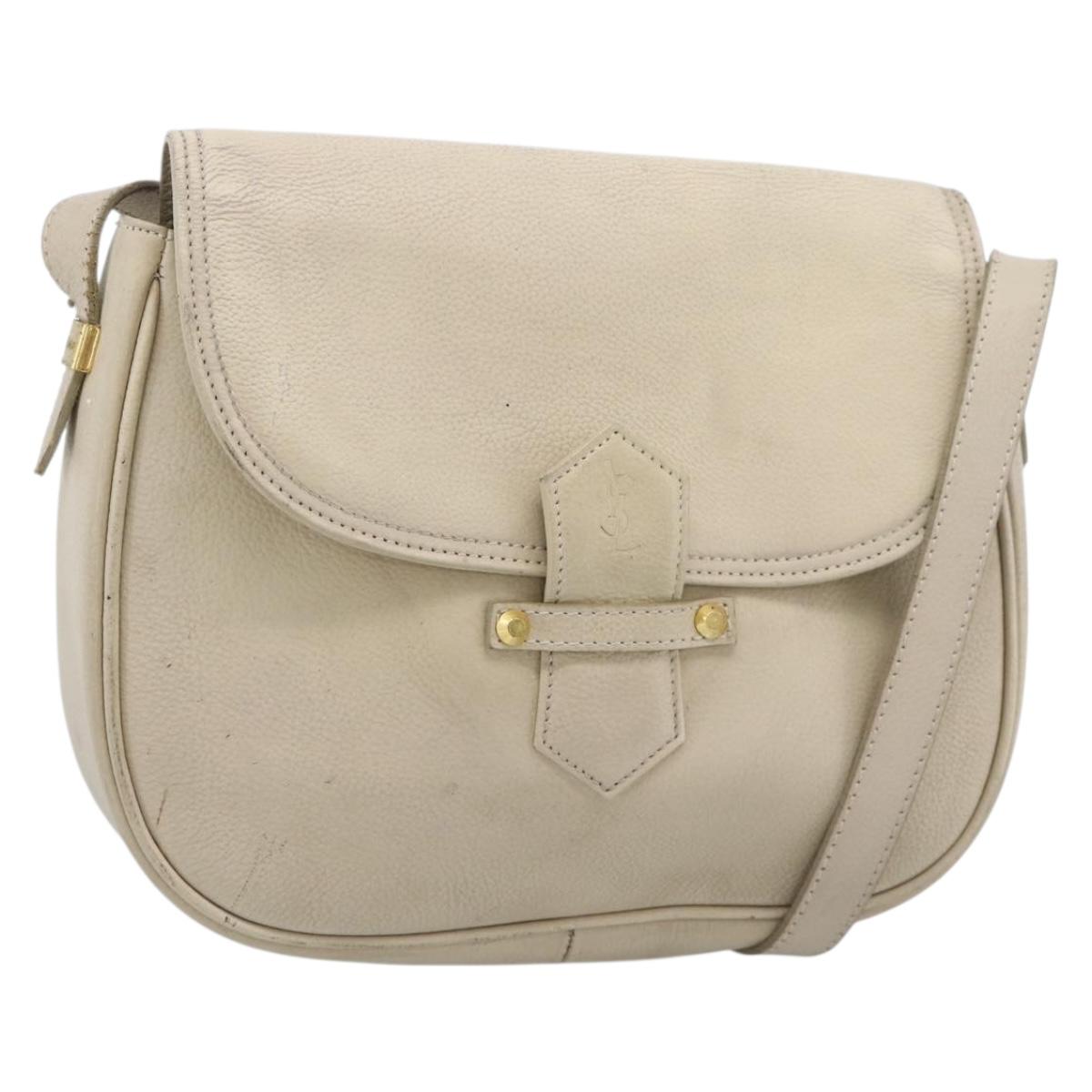 SAINT LAURENT Shoulder Bag Leather Beige Gold