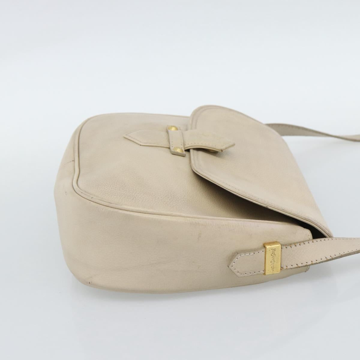 SAINT LAURENT Shoulder Bag Leather Beige Gold