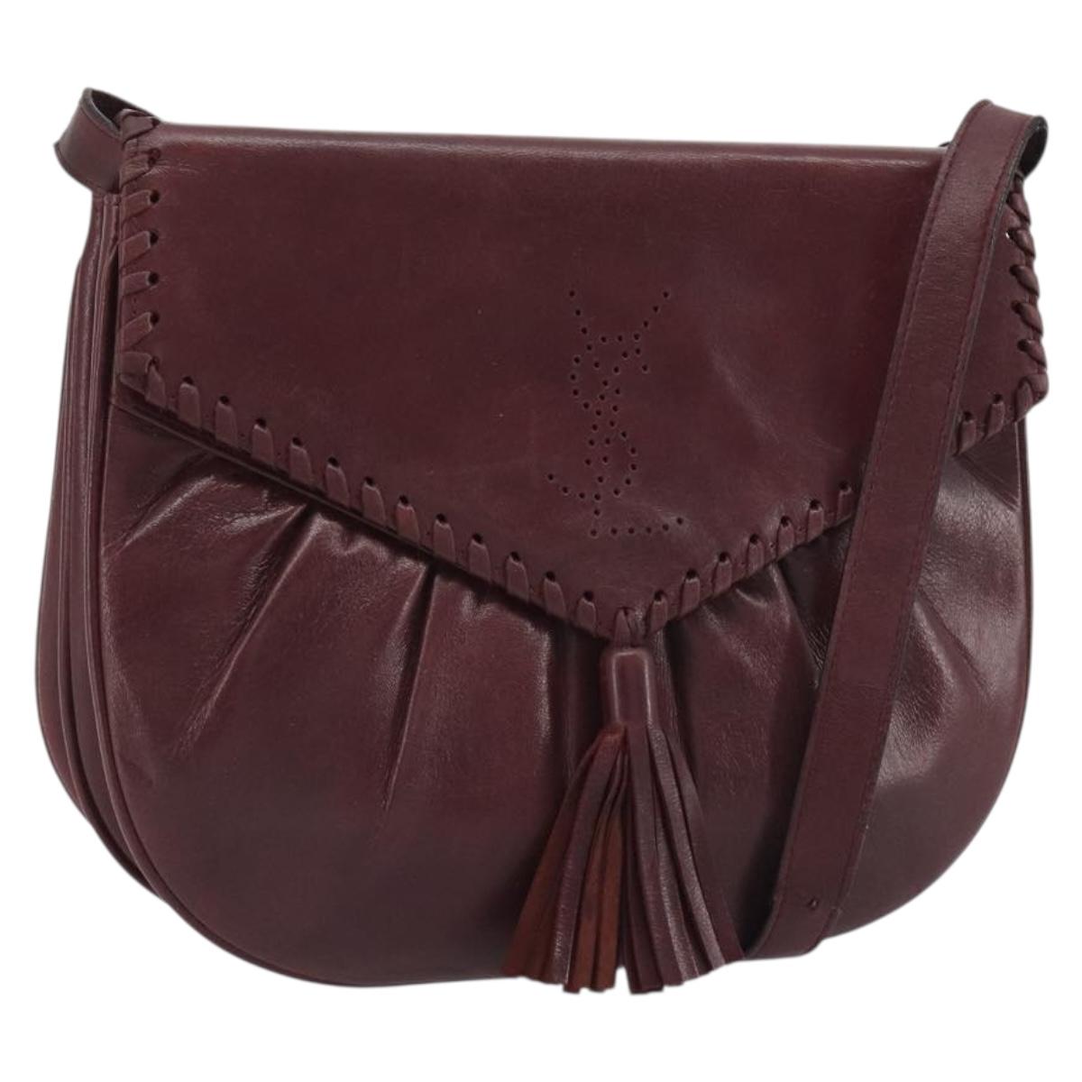 SAINT LAURENT Shoulder Bag Leather Bordeaux