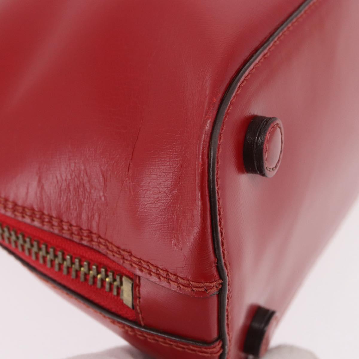 PRADA Hand Bag Leather Red Gold