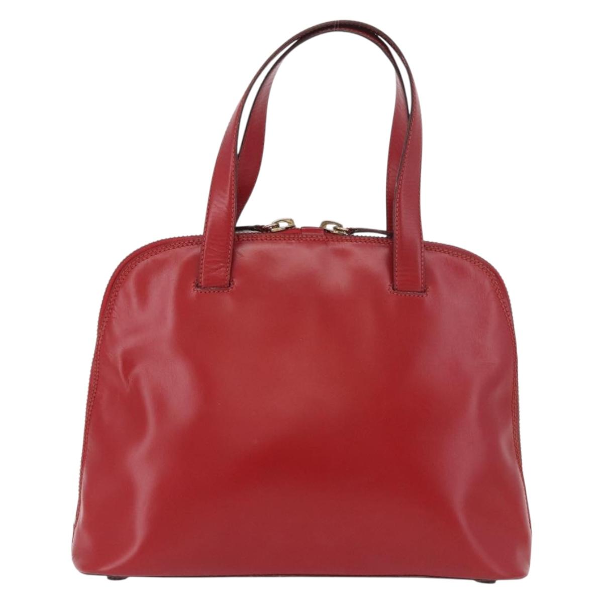 PRADA Hand Bag Leather Red Gold