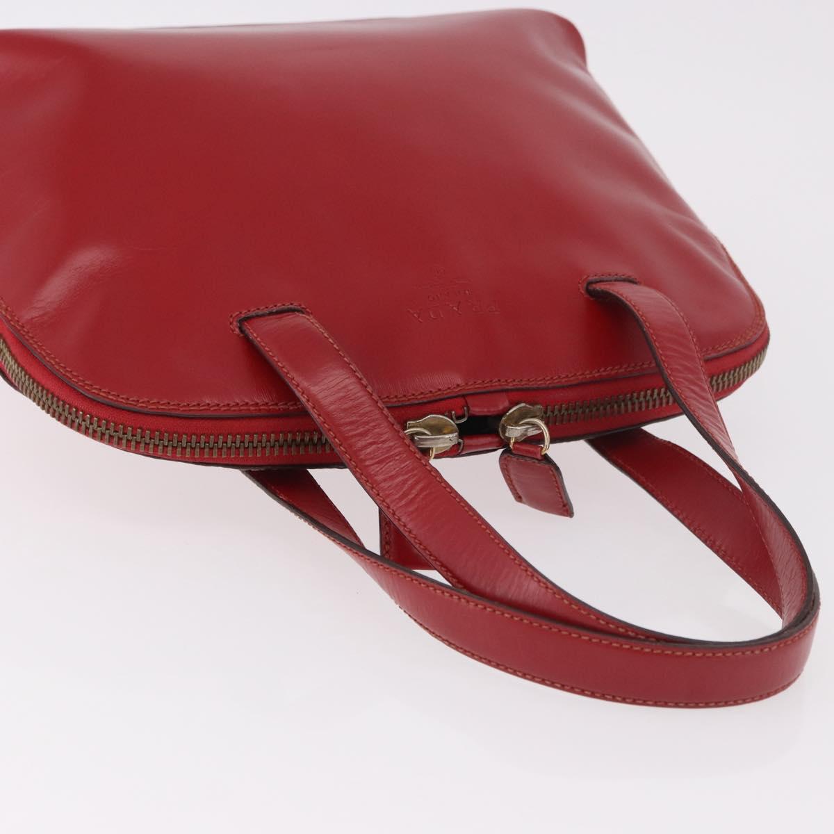 PRADA Hand Bag Leather Red Gold