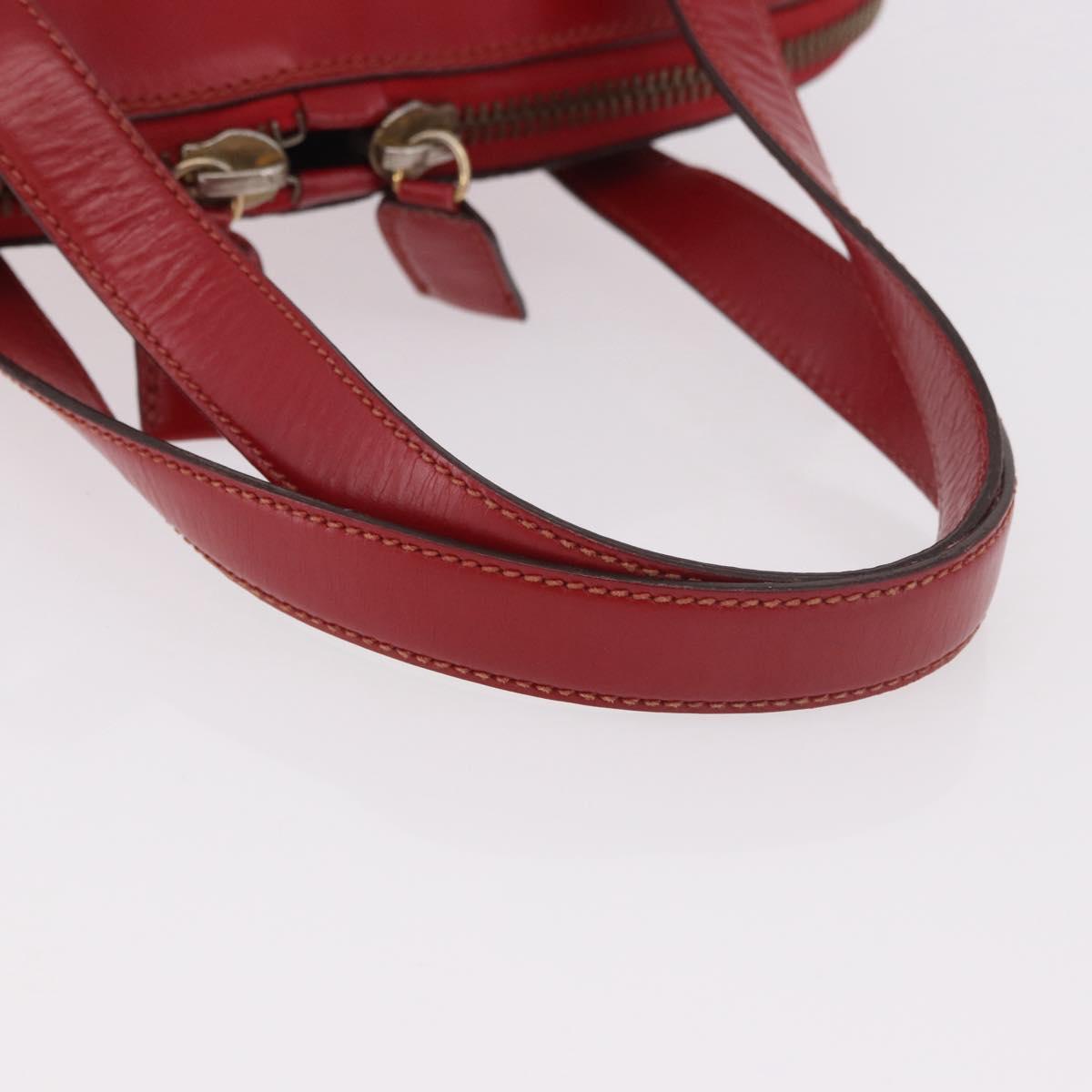 PRADA Hand Bag Leather Red Gold