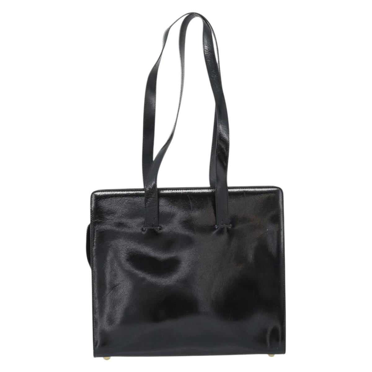 CELINE Tote Bag Patent Black Gold