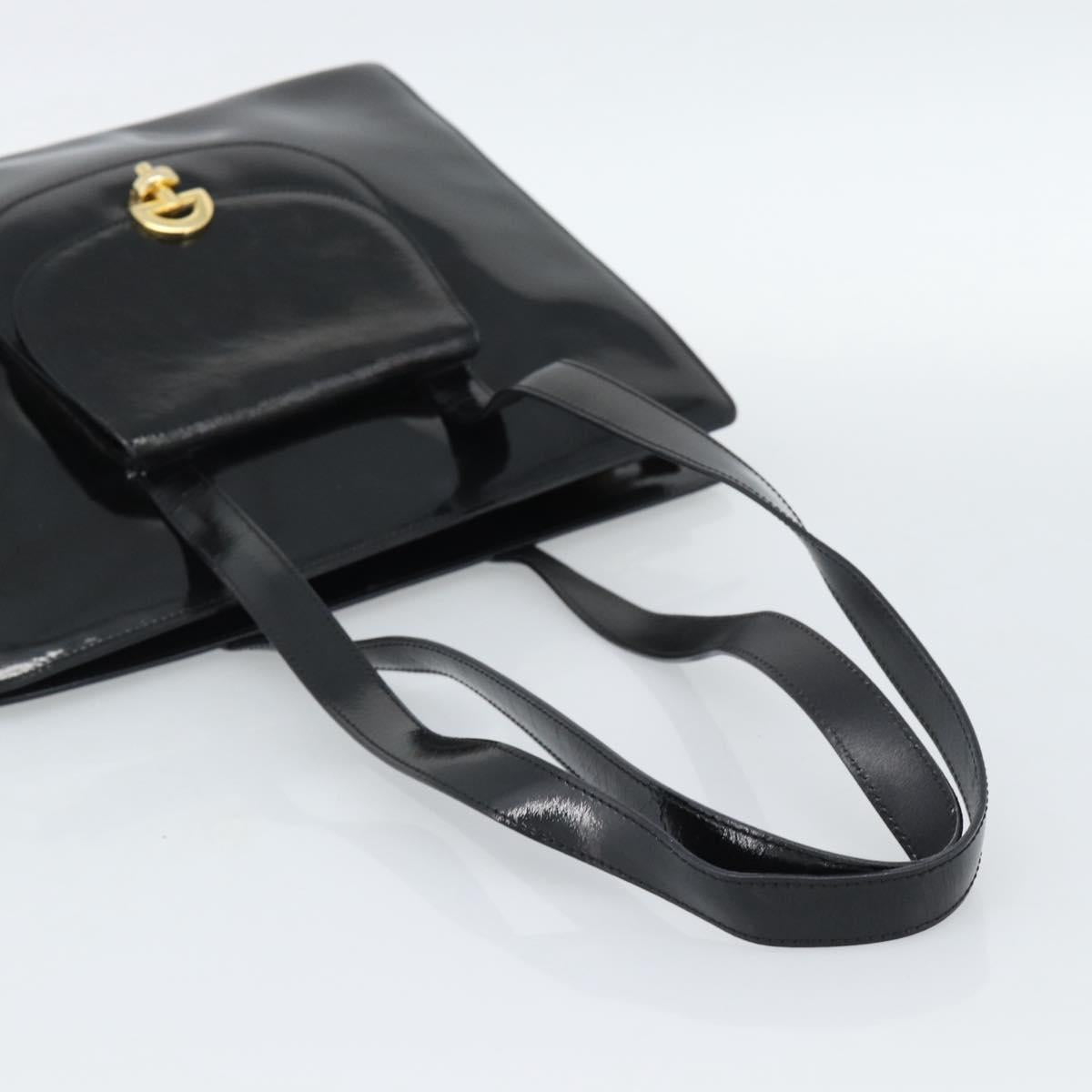 CELINE Tote Bag Patent Black Gold