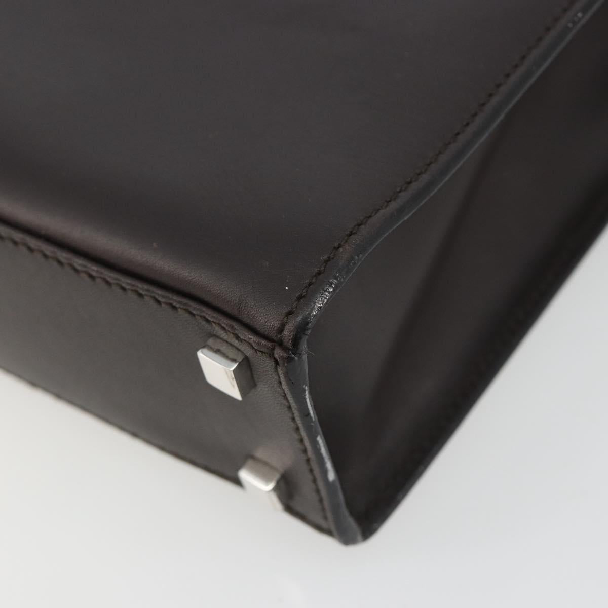 GUCCI Shoulder Bag Leather Dark Brown Silver