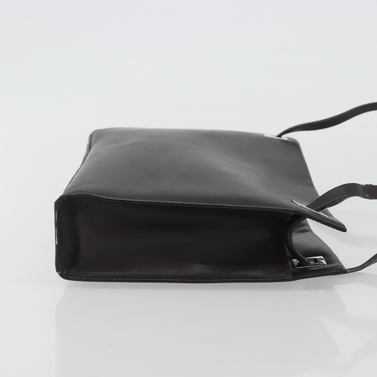 GUCCI Shoulder Bag Leather Dark Brown Silver
