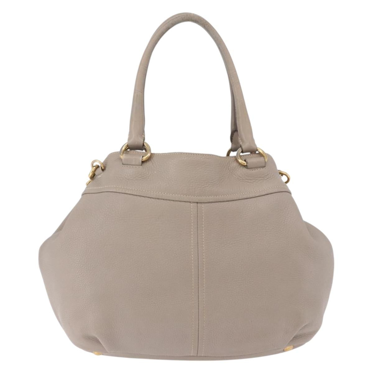 PRADA Hand Bag Leather 2way Gray Gold