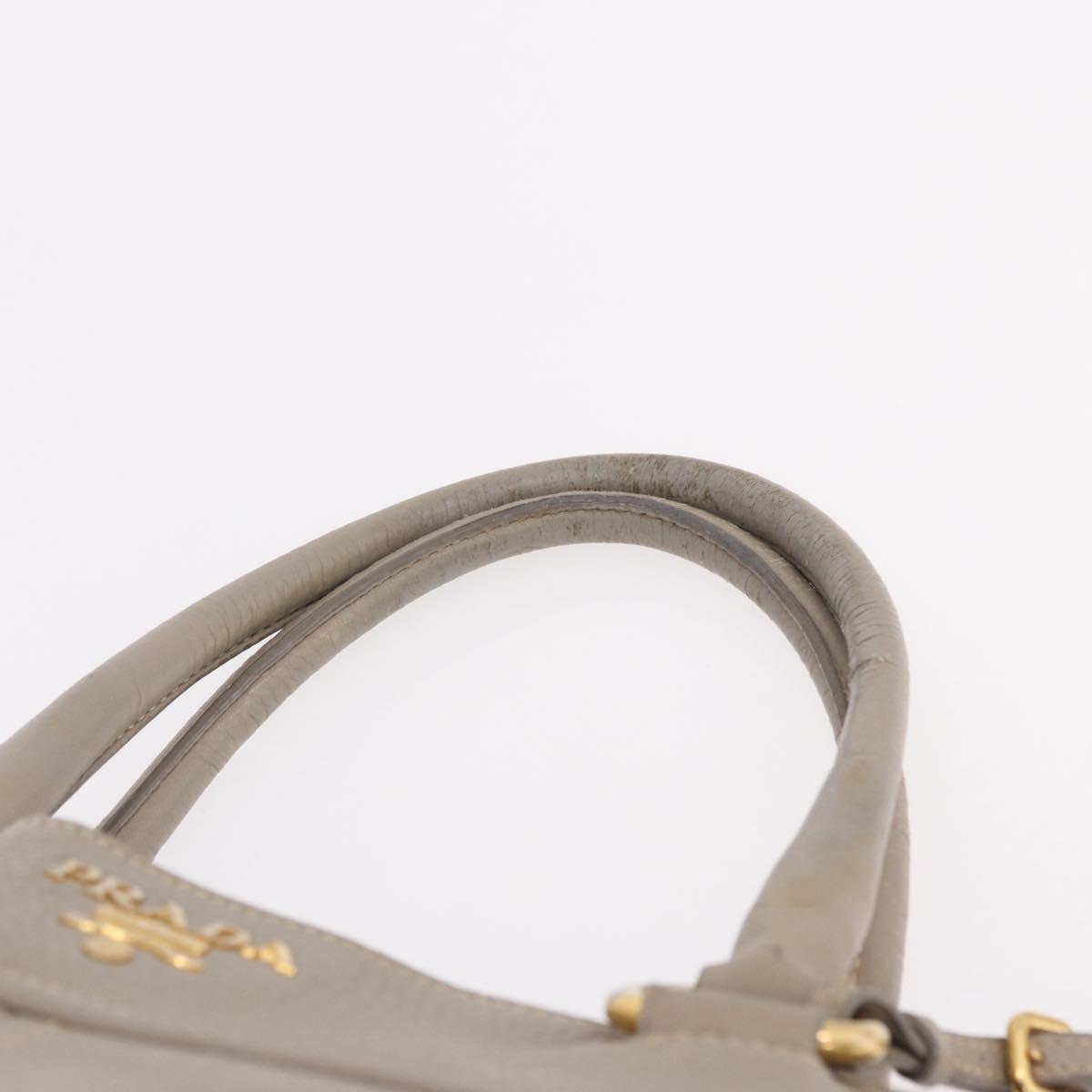 PRADA Hand Bag Leather 2way Gray Gold